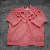 My Kinda Gal Sweater Womens XL Pink Open Front Quarter Sleeve Ruffled Cardigan - £20.55 GBP