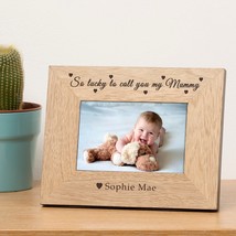 Personalised So lucky to call you my Mummy Wooden Photo Frame Gift Birth... - $14.95