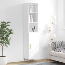 Modern Wooden White High Gloss Tall Narrow Storage Cabinet Unit 1 Door Shelves - £109.17 GBP