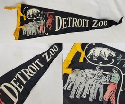 antique vintage felt pennant Detroit Zoo Michigan 27&quot; NICE COLOR - $39.99