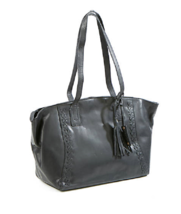 New Diba True Black Leather Top Zip Large Shoulder Bag Tote $248 - £103.88 GBP