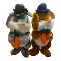 2 EEC International Easter Bunny Rabbit Plush Stuffed Animals Black Hat Carrot - £16.01 GBP