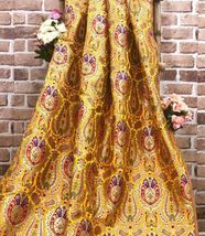 Indian Banarasi Brocade Fabric Yellow &amp; Gold Fabric Wedding Dress Fabric - NF84 - £16.33 GBP+