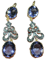 Victorian 1.50ct Rose Cut Diamond Amethyst Anniversary Earrings - £369.43 GBP