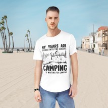 Camping Lover T-Shirt, Men&#39;s Curved Hem Short Sleeve Tee, Adventure Print, Black - £27.92 GBP+