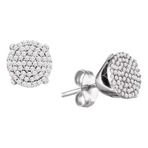 10kt White Gold Womens Round Diamond Cluster Earrings 1/3 Cttw - £286.64 GBP