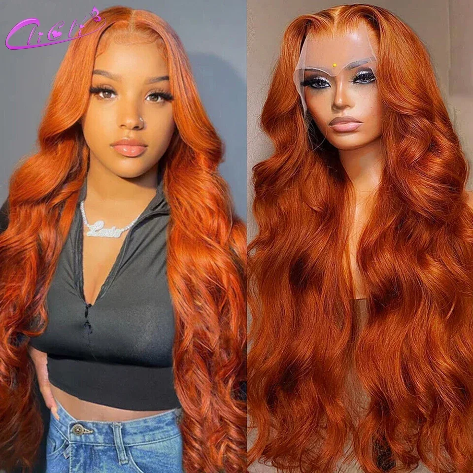 Ginger Orange 13x6 HD Lace Front Wigs 13x4 Body Wave Human Hair Wigs On Sa - £64.52 GBP+