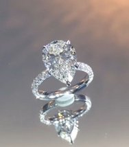 3CT Pear-Cut Diamond Solitaire With Accents 10 k White Gold Engagement Ring Band - $399.00