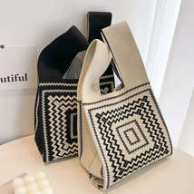 Handmade Knitted Mini Knot Everyday Bags - Casual Wide Stripe Plaid Tote... - £10.71 GBP