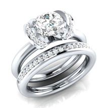 2.ct White Round Cut Moissanite 14K White Gold Engagement Ring Set Size 7.5 - $261.13