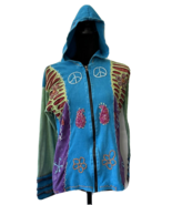 Ladies Hooded Jacket, Boho Jacket Trimmed with Embroidery and Fabric Pie... - $22.97