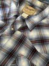 Wrangler Blue Shirt Mens Size 3XL Short Sleeve Pearl Snap Button Western... - $19.82 CAD