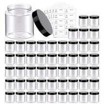 50 Pack 4 OZ Plastic Jars Round Clear Cosmetic Container with Black Lids  - $838.75 MXN