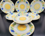 7 Gibson Floral Dinner Plates Set Vintage Blue Yellow Flower Green Leaf ... - $88.77