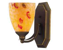 Elk 570-1B-YW Single Vanity Lamp, Aged Bronze Base with Yellow Blaze Glass Shade - $79.00