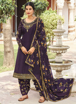 Beautiful Purple Multi Embroidered Traditional Punjabi Style Suit1174 - £36.72 GBP