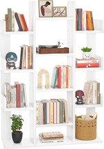 Black Industrial Free Floor Standing Wood Open Bookshelves, Tree-Shaped Bookcase - £93.51 GBP