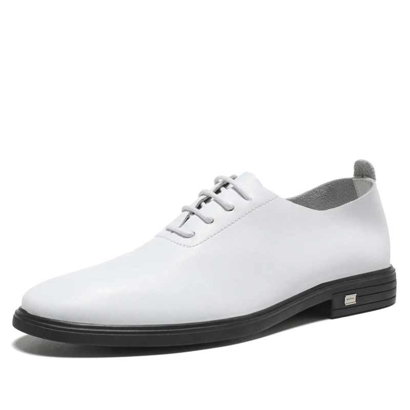 White leather casual shoes man spring autumn classic men shoes for wedding simple derby thumb200