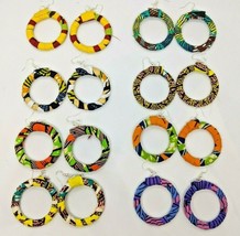 Large Beautiful Handmade African Colourful Print Hoop Earrings - $7.67