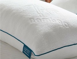 2 Lucid Bamboo Shredded Memory Foam Pillow Zipper Removable Cover Standard New - £39.86 GBP