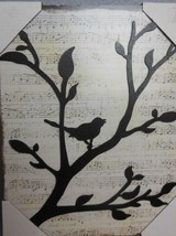 Dimensional Wall Art Birds on Branch with Music Score Background 9.5 x 12&quot; - £20.57 GBP