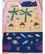 Vintage Handmade Colorful Pictorial Quilt Quilt Fish Palm Trees Birds Mo... - €149,32 EUR