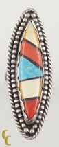 Argent Lapidaire Incrustation Plaque Bague W/Texturé Bordure Taille 6.5 - $110.17