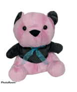 Puli International Purple Black Teddy Bear Bow Plush Stuffed Animal 7&quot; - $16.24 CAD