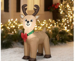 Holiday Time Christmas Santa&#39;s Reindeer 4&quot; Tall Airblown Inflatable Loca... - £31.57 GBP