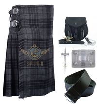 Scottish Traditional Kilts - Highland Grey Watch Tartan 8 yard kilt &amp; Set  - £55.70 GBP