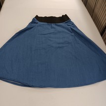 Elastic Waist Women's Blue/Black Pull-On Skirt Pockets Waist 31" image 10