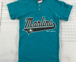 Vintage Florida Marlins T Shirt Mens Small Teal Blue Henley Collar Graph... - $44.54