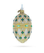 Green Jewels on Champagne Glass Egg Christmas Ornament 4 Inches - £41.68 GBP