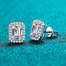 4ct Emerald/Radian Cut Moissanite Stud Earrings for Women White Gold Lab Diamond - £141.57 GBP