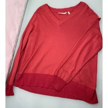 Soft Surroundings Women&#39;s Sweater Alpaca Wool V Neck Pullover Salmon Pink XL - £23.33 GBP