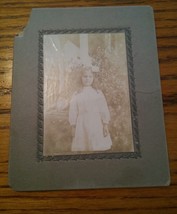 015 Vintage 4x5 Cabinet Card Photograph Young Little Girl B&amp;W Flowers - £5.58 GBP