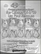 Gibson &#39;58 &amp; &#39;59 Les Paul reissue guitars advertisement 2003 b/w ad print - £3.38 GBP