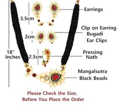 Maharashtrian Jewellery Marathi Nath Mangalsutra Set with Earrings for Women - £23.30 GBP