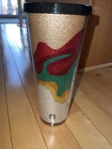 Starbucks 2018 Christmas Holiday Glitter Swirl Cold Cup Tumbler 24 oz - £11.99 GBP