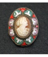 Vintage 1920&#39;s Micro Mosaic Brooch with Shell Cameo  - £126.11 GBP