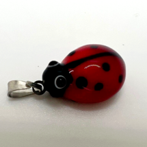 Murano Glass, Handcrafted Lovely Ladybug Pendant Necklace &amp; 925 Sterling... - $27.96