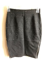 Wilfred Aritzia 0 Campagne Black Heather Ponte Zipper Side Pencil Skirt Bodycon - £24.27 GBP