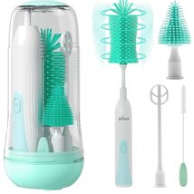 Portable Electric Bottle Brush Cleaner Kit for New Moms - Green 7-in-1 Set - $54.40