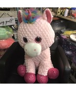 RARE Toys R Us Pink Rainbow Unicorn Plush 24 Inch Sparkle Eyes 2016 Extr... - £36.77 GBP