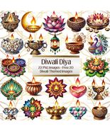 Diwali Diya Clipart Bundle: Watercolor Festival of Lights Clipart + Bonu... - $1.75