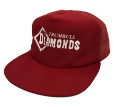 Vintage Trumbull Diamonds Hat Cap Snap Back Red Mesh Trucker New Era Baseball S - £13.93 GBP