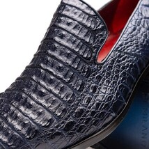 genuine caiman crocodile slip on Shoes Trento Navy image 3