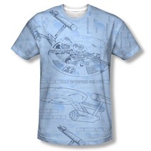 Star Trek The Original Series Enterprise Cut-Away Blue Print T-Shirt NEW... - £19.07 GBP