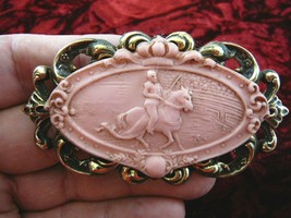 (CL51-9) Medieval Renaissance Knight on horse CAMEO Pin Pendant Jewelry Necklace - £30.63 GBP