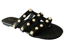 Juicy Couture Pearl Gold Black Sliders Sandals Size 9.5 SMTH JC-ZALLYMAE... - $24.18